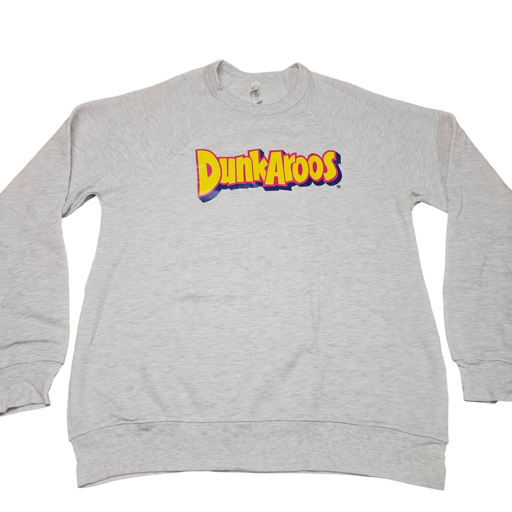 Dunkaroos Graphic Crewneck Sweatshirt Large‎ Gray 90s Nostalgia Casual Soft